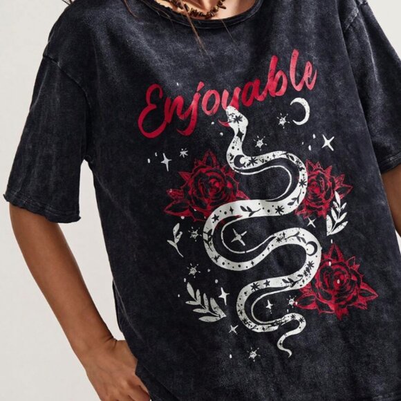 BOUTIQUE MINERAL WASH SNAKE GRAPHIC RELAXED TEE - Picture 3 of 3